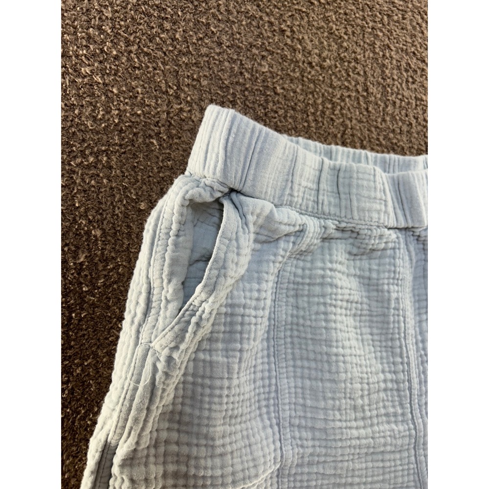 Madewell Light Blue Double Gauze Shorts Cotton Elastic Waist Pockets NA187 L - Picture 7 of 9